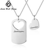 Silver Color Customized Necklaces Lovers Pendants DIY Engrave Name Heart Necklaces Valentine's Day Anniversary Romantic Gift 2024 - buy cheap