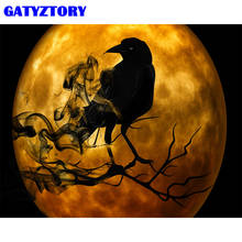 GATYZTORY-Cuadro para pintar por números, lienzo de animales, Luna, pájaros, Kits de pintura acrílica sobre lienzo para el hogar, obra de arte 2024 - compra barato