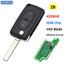 Flip 2 Button Remote Car Key 433MHz ID46 Chip for Peugeot 307 For Citroen CE0536 Model VA2 Uncut Blade Without Groove 2024 - buy cheap