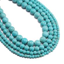 4—12 mm Natural Stone Howlite Bead Blue Turquoises Round Spacer Beads For DIY Jewelry Making Findings Accessories Wholesale 2024 - buy cheap