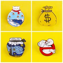 Yellow Sack Metal Brooches Jar Moneybag Clothes Lapel Pin Polar Bear Accessories Icons Badge Jewelry Gift Metal Pin For Clothes 2024 - buy cheap