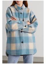 Women's Plaid Warm Jacket Coat Embroidery Logo Woolen Single Breasted Long Sleeve 2021 Autumn Winter Ladies Fashion Outwear 2024 - buy cheap