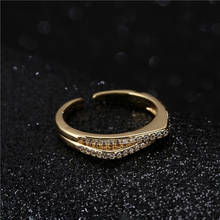 Женское Обручальное кольцо, открытое в гометрическом стиле, золотого цвета с фианитами 2024 - купить недорого