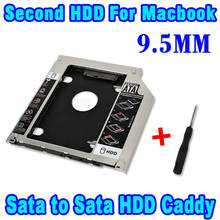 9.5mm sata para sata 2nd hdd ssd 2.5 ", adaptador de disco rígido + chave de fenda para macbook pro a1278 a1286 a1297 cd rom ótico 2024 - compre barato