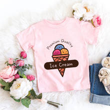 Camiseta de helado para niña, Tops para bebé, camiseta grande para niña, camiseta para niña de 3 a 8 años, manga corta con dibujos animados de verano 2024 - compra barato