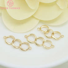 6PCS 7x24MM 24K Gold Color Plated Brass 2 holes 3 Rings Connect Charms High Quality Diy Jewelry Accessories 2024 - buy cheap