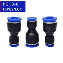 High quality 10pcs PG10-6 Unequal Diameter Air Tube Fitting Straight Union,One Touch Push In Pneumatic Fitting Connectors 2024 - buy cheap