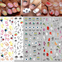 Abstract Line Eye Design 3D Nail Sticker Slider For Nails Art Decorations DIY Manicure Adhesive Tips Decals 2024 - buy cheap