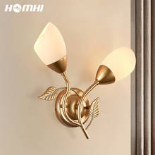 Nordic Decoration Salon Bedroom Led Wall Lamp Gold European Style for Wall Bathroom Decor Glass Lamp Shade Leaf  2 Heads Homhi 2024 - buy cheap