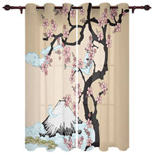 Mount Fuji Cherry Tree Pink Valance Curtains Half Blackout For Living Room Study Bedroom Outdoor Large Windows Cotton Linen 2024 - buy cheap