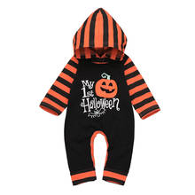 Arloneet Infant baby Girls Boys halloween Hooded rompers Pumpkin Striped Romper costume Toddler Rompers Jumpsuit Outfits CA21 2024 - buy cheap