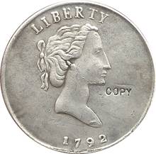 Venta al por mayor de monedas de 1792 cuartos de dólar copia 100% coper fabricación Chapado en plata 2024 - compra barato