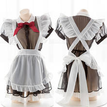 Lolita fantasia feminina, uniforme de empregada, vestido babydoll, roupa feminina rendada, lingerie transparente 2024 - compre barato