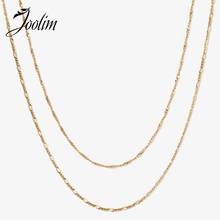 JOOLIM Jewelry Wholesale Dainty Elegant Figaro Chain Layer Necklace Stainless Steel Jewelry 2024 - buy cheap