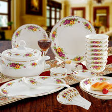 Guci Tableware glaze Jingdezhen porcelain 56 Bone China Cutlery Sets Royal potting English Rose luxury gifts 2024 - buy cheap