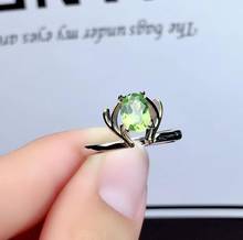 Fashion Elegant Lovely crown Crotch Natural green peridot ring S925 silver natural olivine ring girl women party gift jewelry 2024 - buy cheap