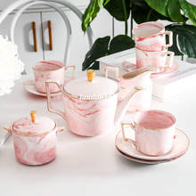 Костяного фарфора набор кофейных чашек скандинавские мраморные чашки и блюдца керамическая розовая чайная чашка английский послеобеденный чай набор новоселье подарок 2024 - купить недорого