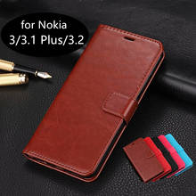 Высококачественный чехол для телефона из искусственной кожи с отделением для карт для Nokia 3,1 Plus, откидной Чехол-бумажник для Nokia 3,2 3 2024 - купить недорого