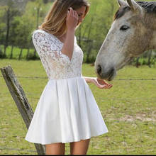 New Arrival Half Sleeve Lace Short Country Wedding Dresses 2021 Sexy V-Neck Simple Women Wedding Gowns Plus Size Bridal Gowns 2024 - buy cheap