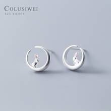 Colusiwei 3 cor adorável coelho brincos para mulheres moda lua orelha studs 925 prata esterlina jóias para crianças anti-alergia 2024 - compre barato