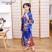 Disfraces japoneses para niñas, vestido Kimono con bata de baño Obi, Yukata para niñas, ropa de baile, Kimono tradicional de 120-150cm 2024 - compra barato