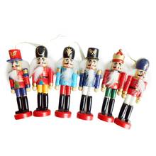 Decorações de natal quebra-nozes, soldado em madeira, boneco de 12cm, estanho, 6 peças, pingente decorativo 2024 - compre barato