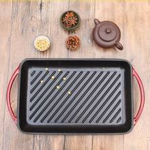 Fried steak special enamel cast iron pan thickened stripe household non stick frying pot electromagnetic furnace roasting pan 2024 - buy cheap