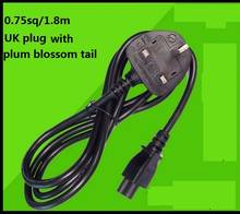 Cable de alimentación eléctrica para ordenador portátil, cable con cola de flor de ciruelo, calidad estándar de 1,8 M, 0,75 sQ, para Reino Unido 2024 - compra barato