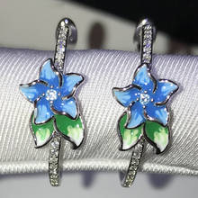 Chic Earrings Flower Design Zircon Stud Earrings For Women Handmade Enamel Earrings Korean Style Jewelry 2024 - buy cheap