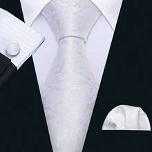 Corbata de boda de seda blanca para hombre, conjunto de pañuelo de seda Floral, tejido de Jacquard de Barry.Wang, corbata de cuello de 9cm para hombre, FA-5512 de fiesta 2024 - compra barato