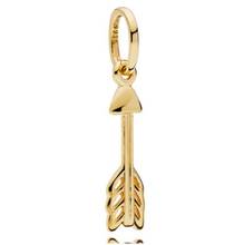 Genuine 925 Sterling Silver Bead Charm Gold Color Shine Arrow Of Cupid Pendant Beads Fit Pandora Bracelet & Necklace Jewelry 2024 - buy cheap