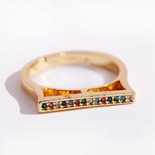 Simple Colorful CZ Ring Thin Skinny Engagement Wedding Classic Gold Copper Round Circle Finger Rings 2024 - buy cheap