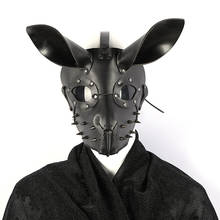 Унисекс черная заклепочная Маска кролик из искусственной кожи в стиле стимпанк для Хэллоуина Кролик для ночного клуба карнавал вечевечерние игры Готический реквизит для косплея 2024 - купить недорого