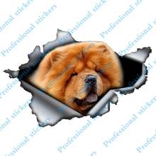 Interesting 13cm x 8.8cm Red Chow Chow Decals Torn Metal Car Stickers Reflective Vinyl Dog  Interesting Car Decals 2024 - buy cheap