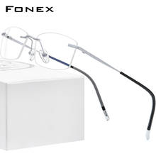 FONEX Rimless Titanium Eyeglasses Men 2021 New Square Prescription Glasses Frame Women Myopia Optical Eyewear 9608 2024 - buy cheap