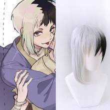 Anime Dr.Stone Cosplay Asagiri Gen negro blanco disfraz peluca fibra resistente al calor pelo sintético + gorro de peluca 2024 - compra barato