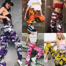 Gótico modis mulheres calças de camuflagem militar calças casuais hip hop carga combate do exército cintura alta calças jeans feminino camuflagem 2024 - compre barato
