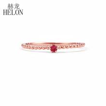Helon anel de noivado 2.5mm 100% genuíno, cores sólidas, 14k, ouro rosê, redondo, rubi natural, casamento, festa, arte decoração, joias finas 2024 - compre barato