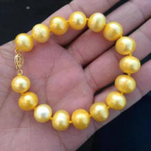 HUGE 7.5"-8" 11-12MM GENUINE SOUTH SEA GOLDEN PEARL BRACELET GOLD CLASP 2024 - buy cheap