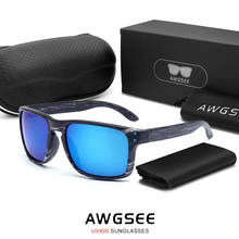 AWGSEE-gafas De Sol cuadradas con protección UV400 para hombre, lentes De Sol Estilo Vintage cuadradas, con diseño De grano De madera, para exteriores, para verano 2024 - compra barato