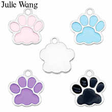 Julie Wang 8PCS Enamel Pet Paw Print Charms Dog Cat Paw Mark Alloy Necklace Bracelet Earring Jewelry Making Accessory 2024 - buy cheap