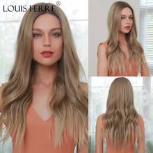 LOUIS FERRE 24 Inch Long Body Wave Lace Front Wigs Ombre Blonde Natural Hairline Synthetic Lace Wigs for Women African American 2024 - buy cheap