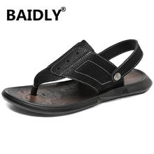 Sandálias masculinas verão sandálias macias confortáveis sapatos masculinos sandálias de couro genuíno ao ar livre roman tênis zapatillas hombre 2024 - compre barato