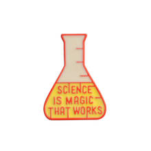 Science Beaker Erlenmeyer Flasks Pins Science Is Magic That Works Brooches Badges Hard enamel lapel pins women men 2024 - buy cheap