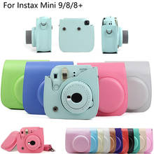 Capa colorida de couro para fujifilm instax mini 9/8/8 + câmera com alça de ombro 2024 - compre barato