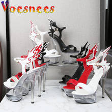 Girls Shoes for Party Club Shoe Sandals Transparent Flame Wing Super High Thin Heels Sexy Pole Dance Shoes Stripper Fetish Shoes 2024 - buy cheap