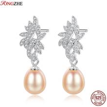 TONGZHE Fashion Sterling Silver 925 Drop Eearring Cubic Zirconia Rose Gold Pearl Jewelry Earrings For Women Pendientes&30 2024 - buy cheap