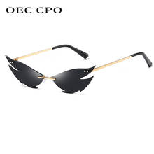 OEC CPO-gafas de sol sin montura para mujer, lentes de sol sin marco, de marca de diseñador, de Metal, Ojo de gato, UV400 O589 2024 - compra barato