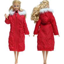 Abrigo rojo de alta calidad para muñeca Barbie, falda de algodón con sombrero, ropa cálida para invierno, accesorios de chaqueta Parka, juguete para niños, 1/6 2024 - compra barato