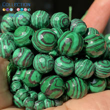 Cuentas redondas sueltas de piedra de malaquita verde facetada para fabricación de joyas, accesorios de pulseras DIY de 4-12 MM de espesor Natural, venta al por mayor 2024 - compra barato